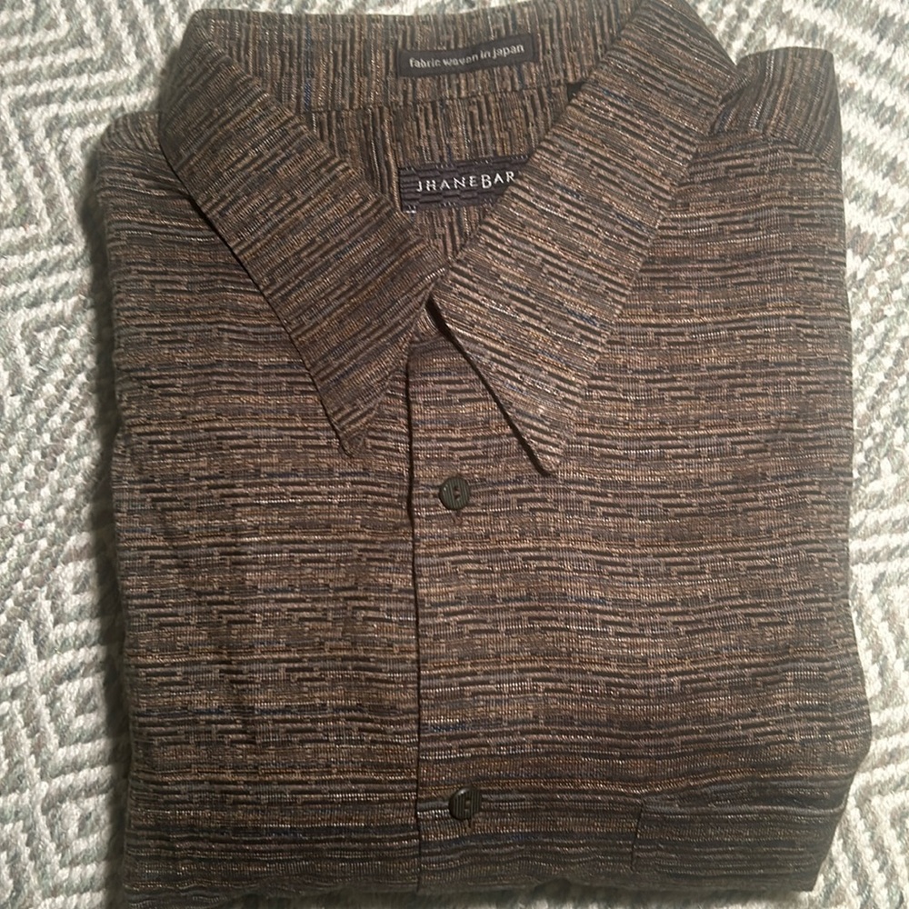 Jhane Barnes Mens Long Sleeve Button Front Shirt Size XXL Black brown gray